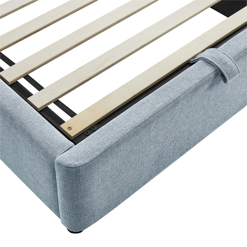 Keynote Twin Fabric Upholstered Storage Platform Bed in Sky