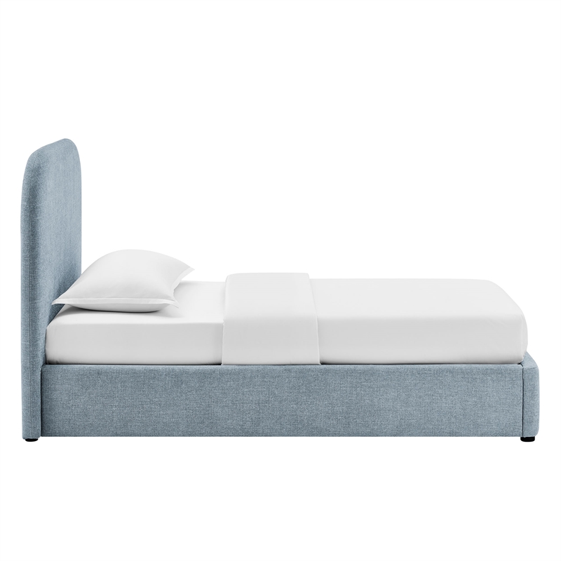 Keynote Twin Fabric Upholstered Storage Platform Bed in Sky