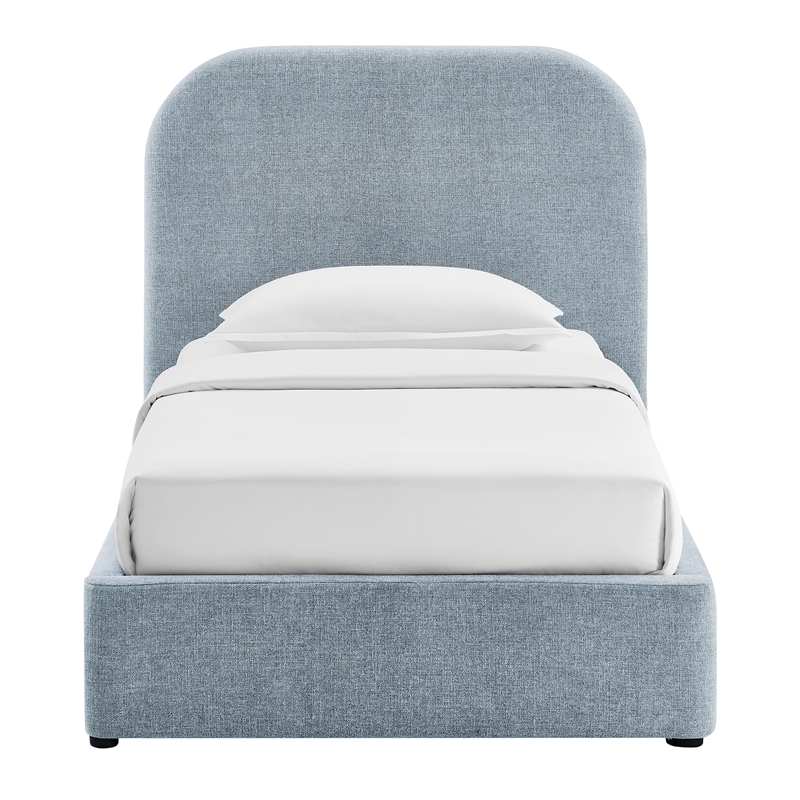 Keynote Twin Fabric Upholstered Storage Platform Bed in Sky