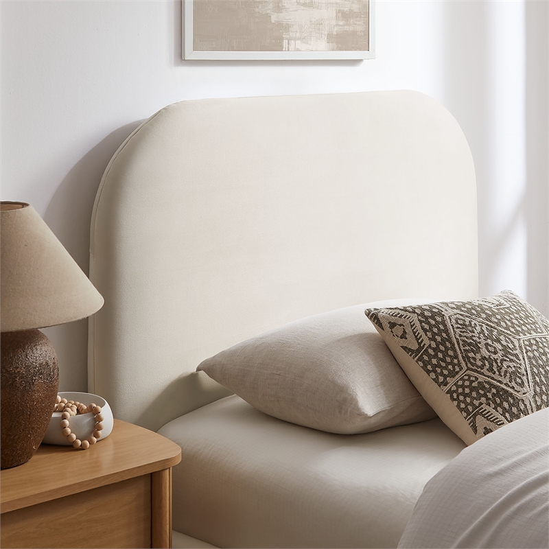 Keynote Twin Performance Velvet Storage Platform Bed in Alabaster