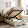 Keynote Twin Performance Velvet Storage Platform Bed in Alabaster