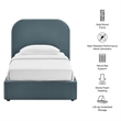 Keynote Twin Performance Velvet Storage Platform Bed in Cadet Blue