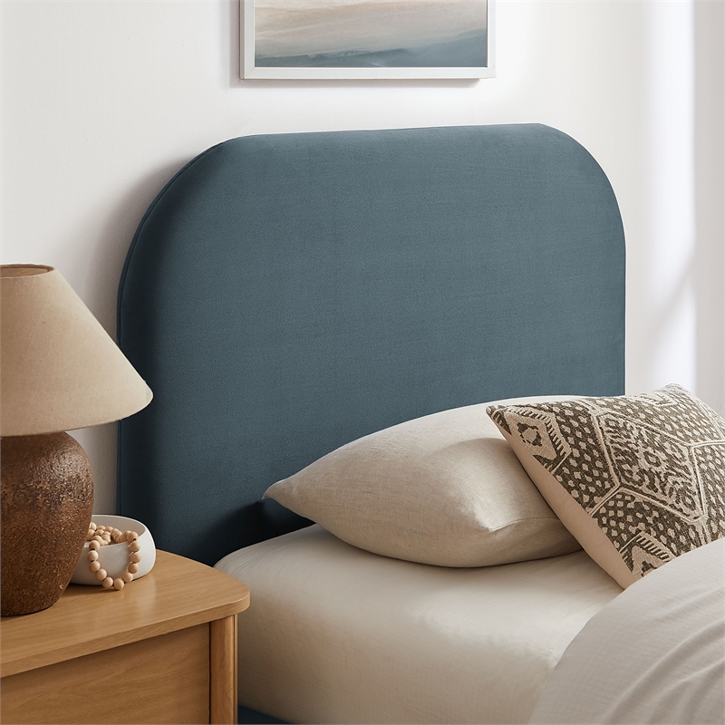 Keynote Twin Performance Velvet Storage Platform Bed in Cadet Blue
