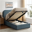 Keynote Twin Performance Velvet Storage Platform Bed in Cadet Blue