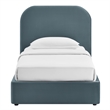 Keynote Twin Performance Velvet Storage Platform Bed in Cadet Blue