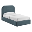 Keynote Twin Performance Velvet Storage Platform Bed in Cadet Blue