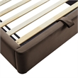 Keynote Twin Performance Velvet Storage Platform Bed in Chocolate Brown