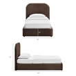 Keynote Twin Performance Velvet Storage Platform Bed in Chocolate Brown