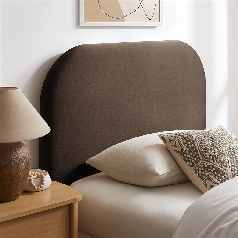 Keynote Twin Performance Velvet Storage Platform Bed in Chocolate Brown