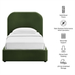 Keynote Twin Performance Velvet Storage Platform Bed in Moss Green