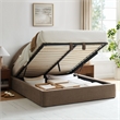 Resort King Arched Upholstered Fabric Storage Platform Bed in Mocha