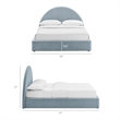 Resort King Arched Upholstered Fabric Storage Platform Bed in Sky