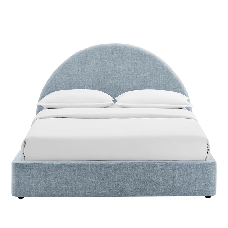 Resort King Arched Upholstered Fabric Storage Platform Bed in Sky