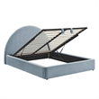Resort King Arched Upholstered Fabric Storage Platform Bed in Sky