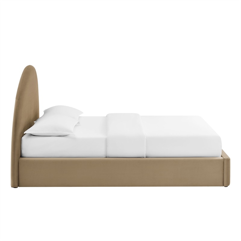 Resort Queen Arched Performance Velvet Storage Platform Bed