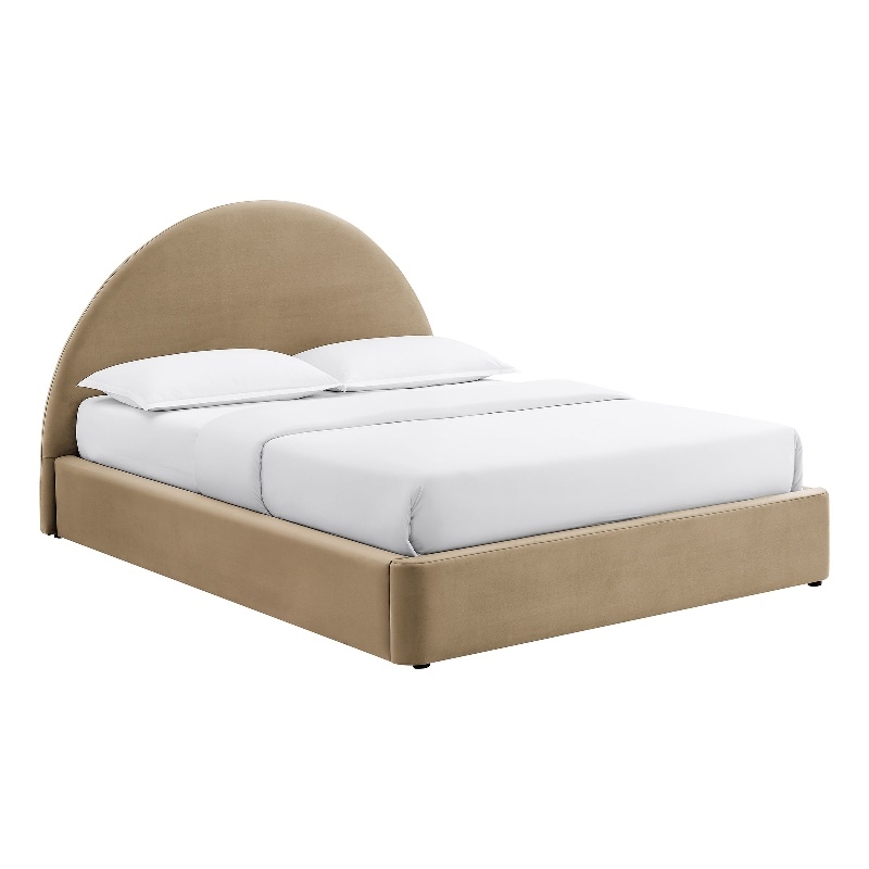 Resort Queen Arched Performance Velvet Storage Platform Bed