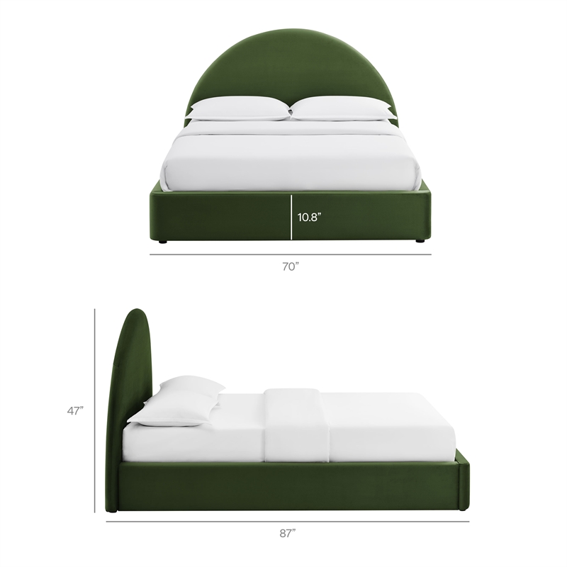 Resort Queen Arched Performance Velvet Storage Platform Bed