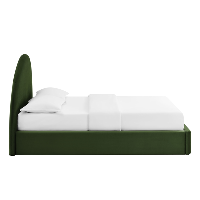 Resort Queen Arched Performance Velvet Storage Platform Bed