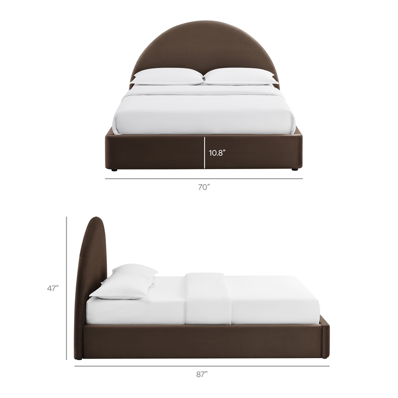 Resort Queen Arched Performance Velvet Storage Platform Bed