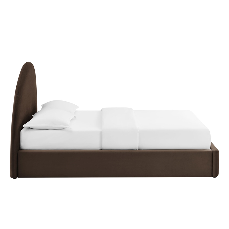 Resort Queen Arched Performance Velvet Storage Platform Bed