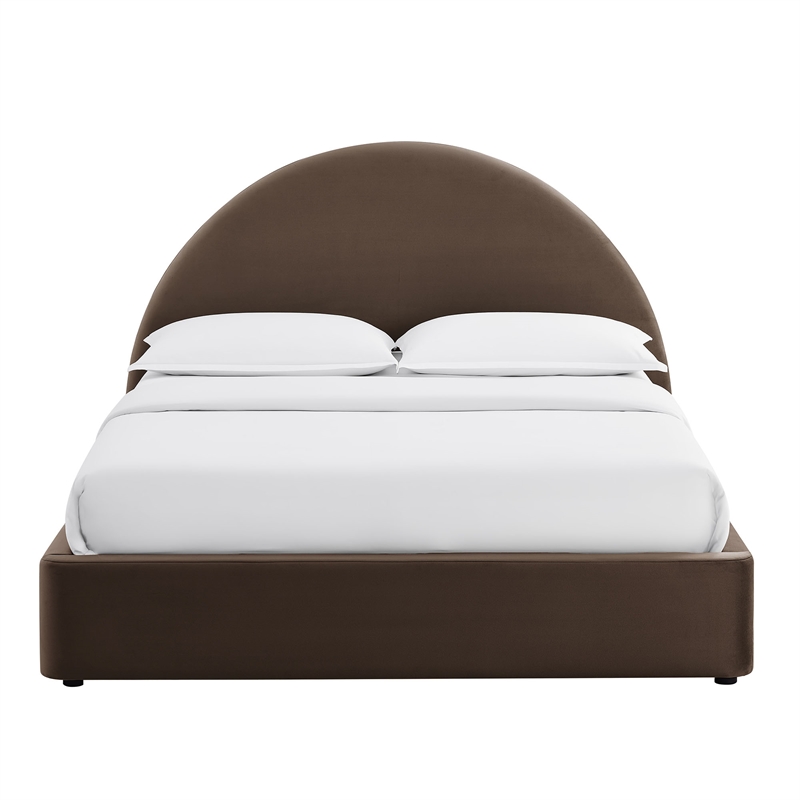 Resort Queen Arched Performance Velvet Storage Platform Bed