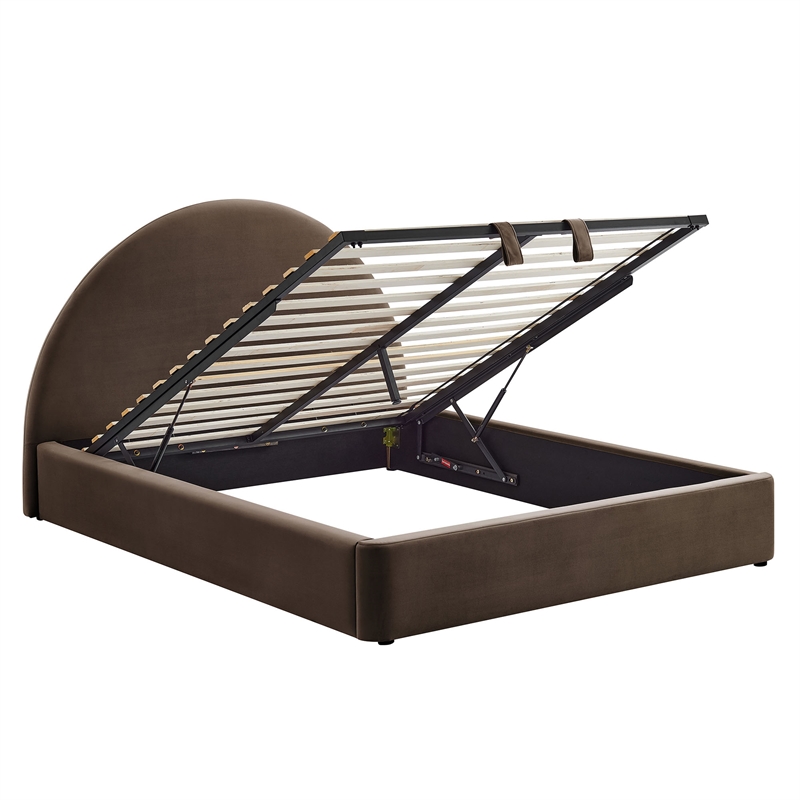 Resort Queen Arched Performance Velvet Storage Platform Bed