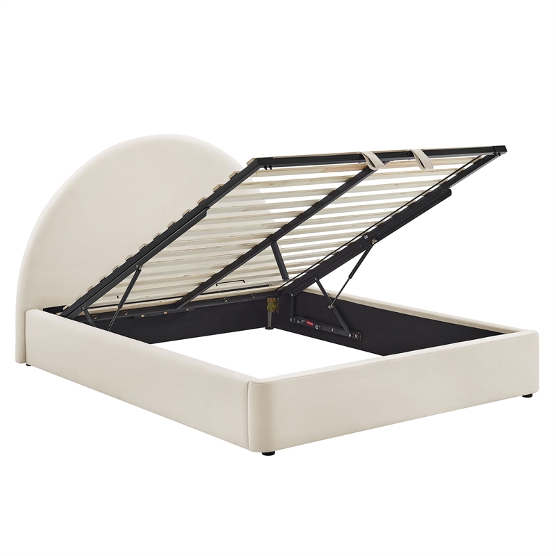 Resort Queen Arched Performance Velvet Storage Platform Bed