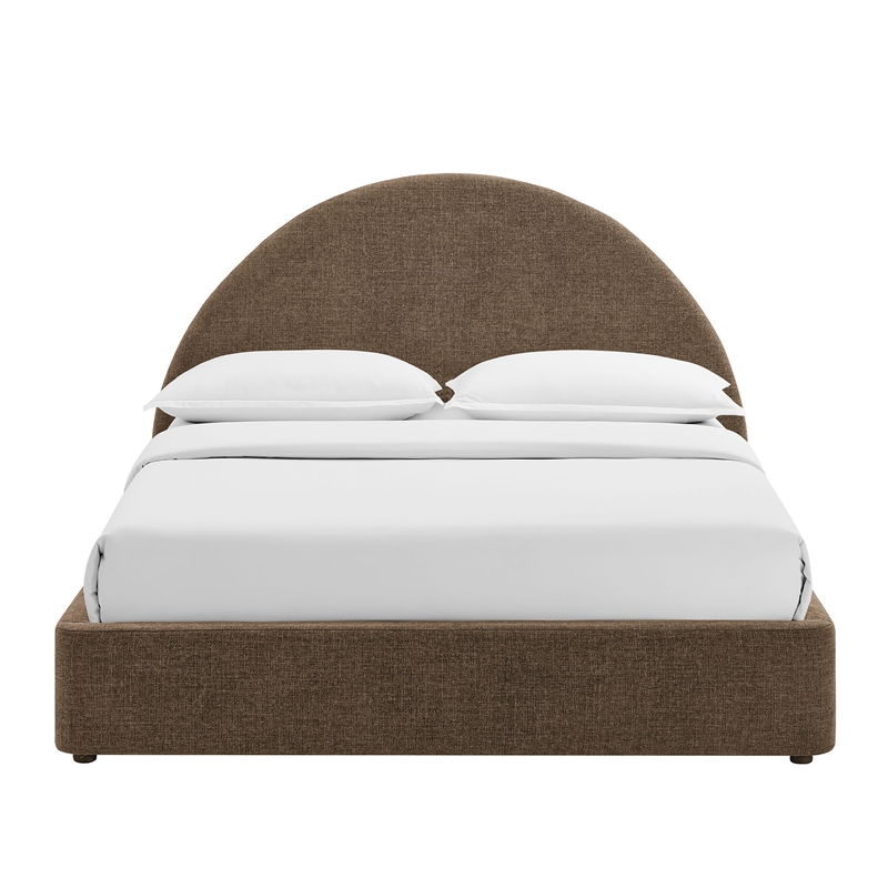 Resort Full Arched Upholstered Fabric Storage Platform Bed in Mocha