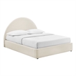 Resort King Arched Performance Velvet Storage Platform Bed in Alabaster