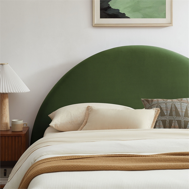 Resort King Arched Performance Velvet Storage Platform Bed in Moss Green