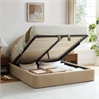 Resort King Arched Performance Velvet Storage Platform Bed in Taupe
