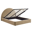 Resort King Arched Performance Velvet Storage Platform Bed in Taupe