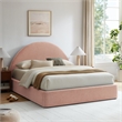 Resort King Arched Upholstered Fabric Storage Platform Bed in Blush