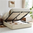 Resort King Arched Upholstered Fabric Storage Platform Bed in Ecru