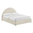 Resort King Arched Upholstered Fabric Storage Platform Bed in Ecru