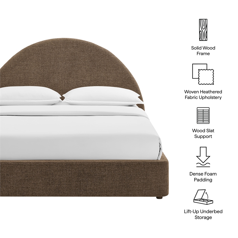 Resort Queen Arched Upholstered Fabric Storage Platform Bed