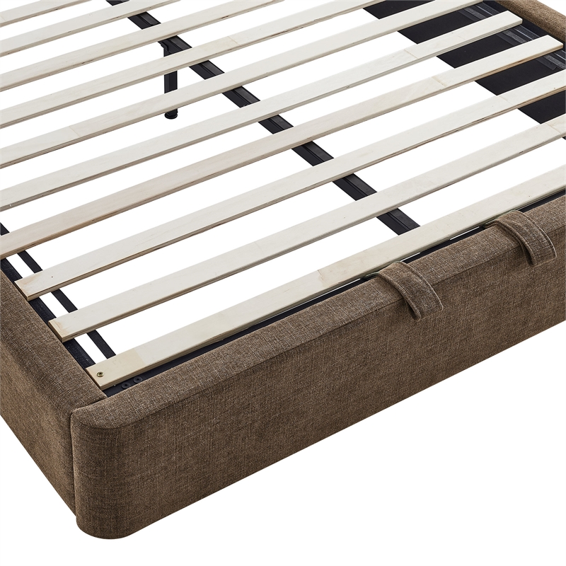 Resort Queen Arched Upholstered Fabric Storage Platform Bed