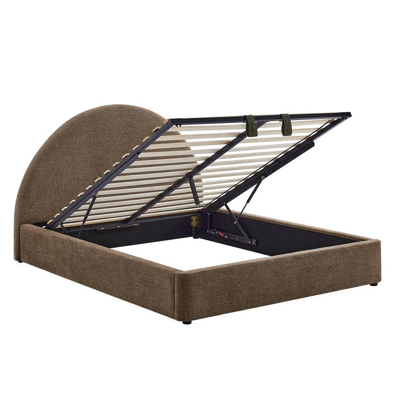 Resort Queen Arched Upholstered Fabric Storage Platform Bed