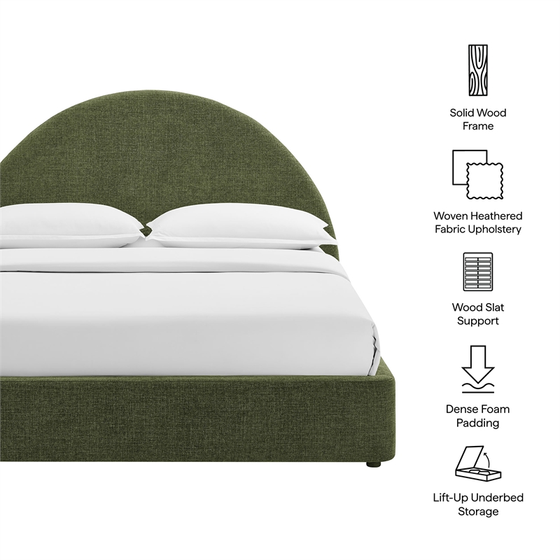 Resort Queen Arched Upholstered Fabric Storage Platform Bed