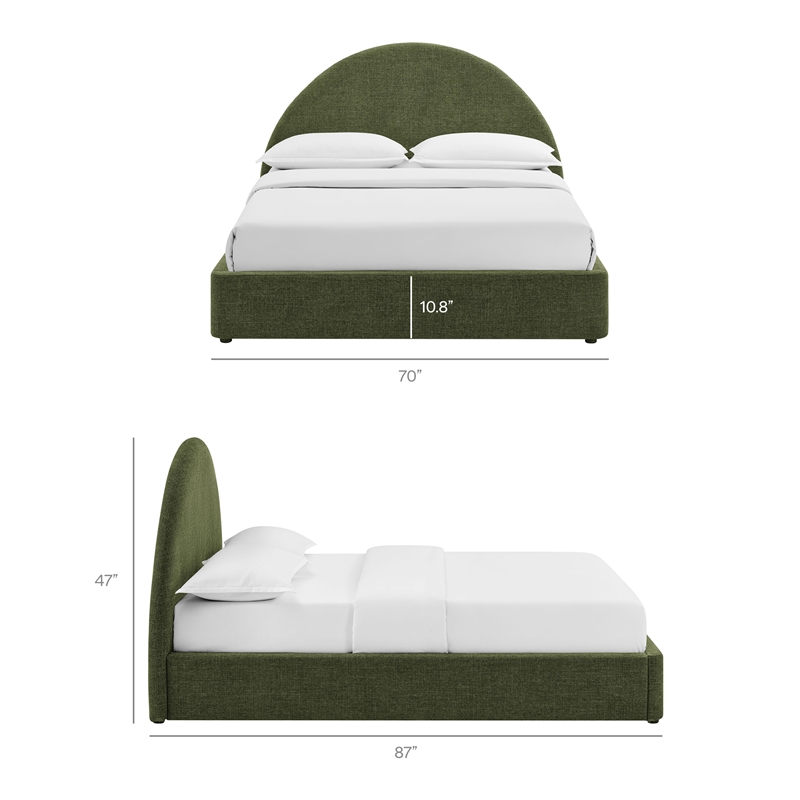 Resort Queen Arched Upholstered Fabric Storage Platform Bed