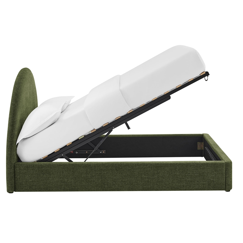 Resort Queen Arched Upholstered Fabric Storage Platform Bed
