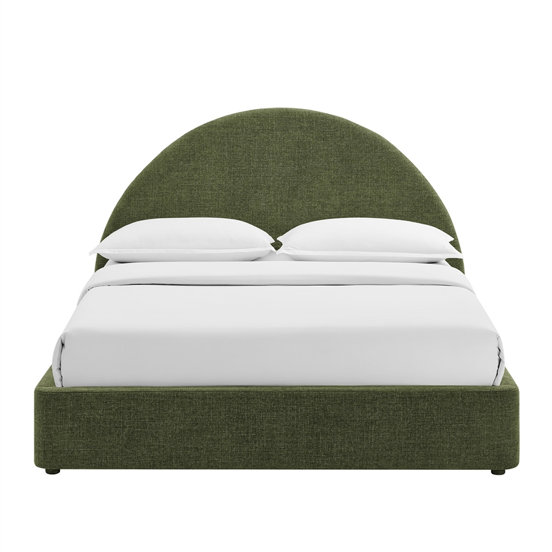 Resort Queen Arched Upholstered Fabric Storage Platform Bed