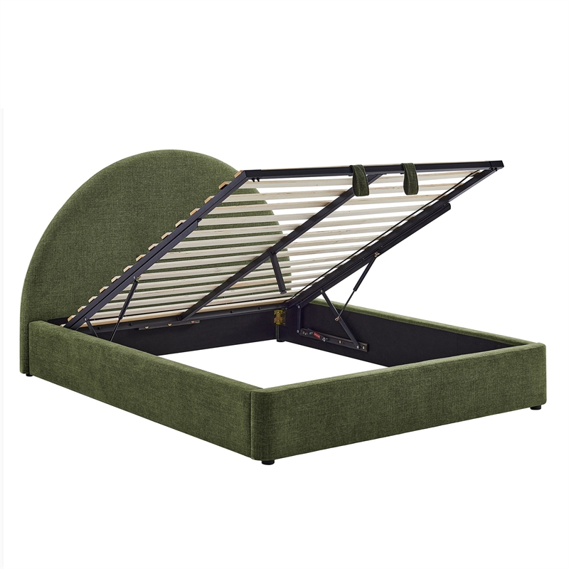 Resort Queen Arched Upholstered Fabric Storage Platform Bed