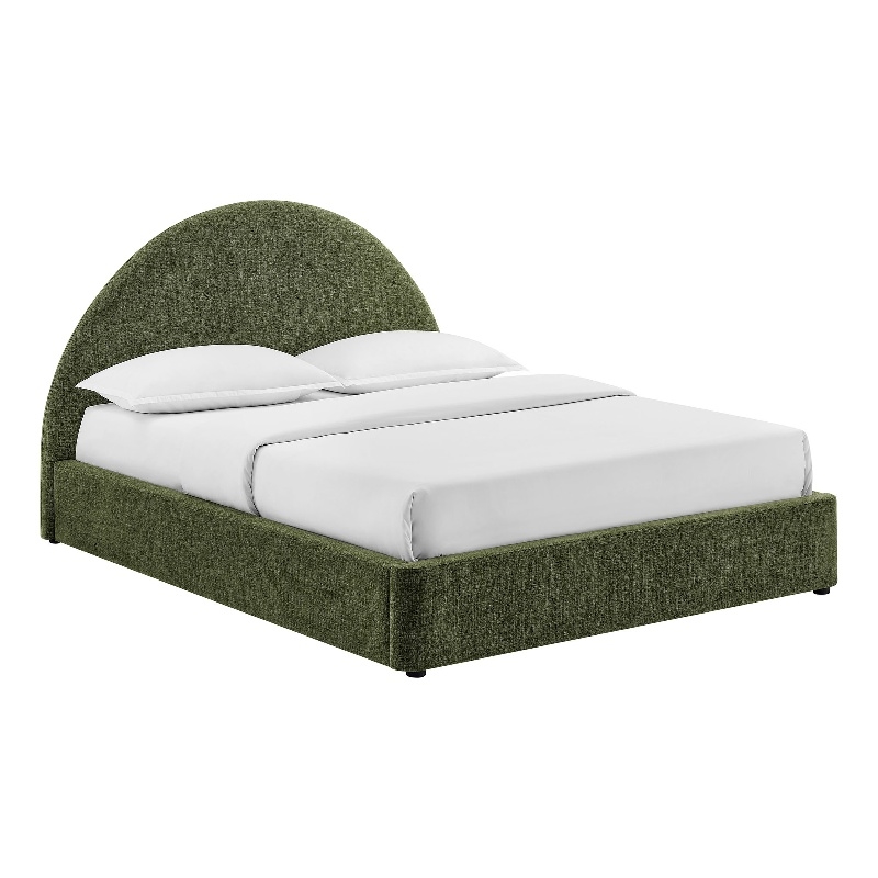 Resort Queen Arched Upholstered Fabric Storage Platform Bed