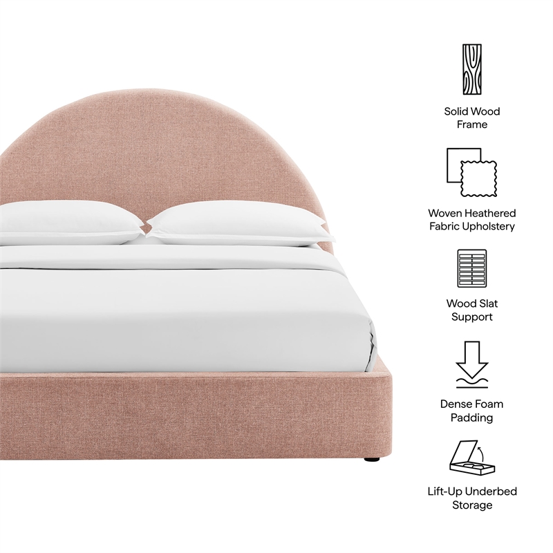 Resort Queen Arched Upholstered Fabric Storage Platform Bed