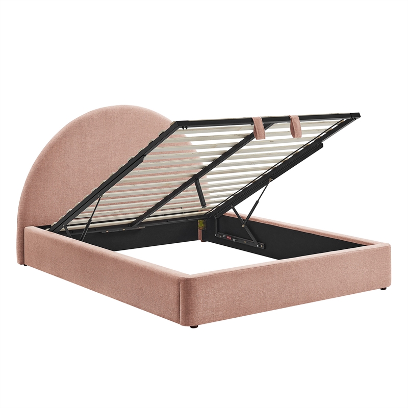Resort Queen Arched Upholstered Fabric Storage Platform Bed