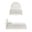 Resort Twin Arched Performance Velvet Storage Platform Bed in Alabaster
