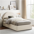 Resort Twin Arched Performance Velvet Storage Platform Bed in Alabaster