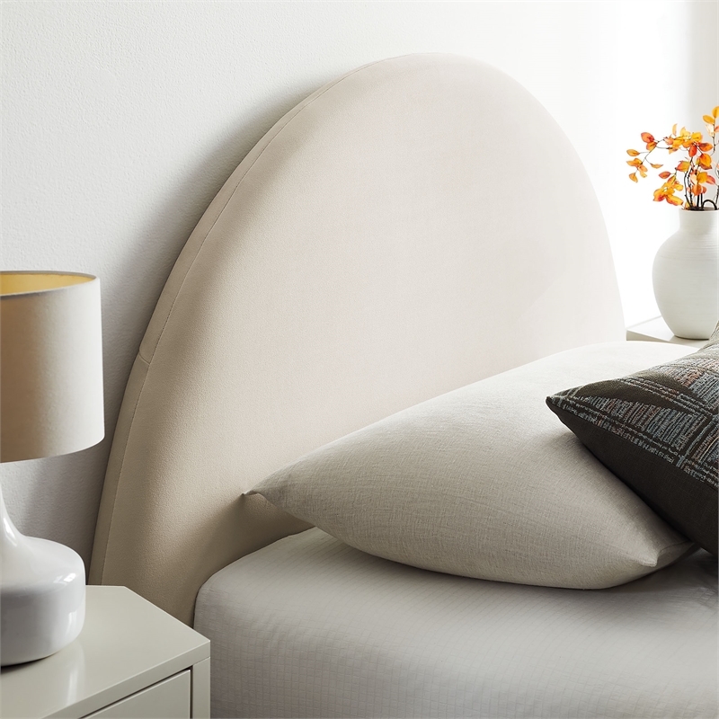 Resort Twin Arched Performance Velvet Storage Platform Bed in Alabaster