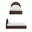 Resort Twin Arched Velvet Storage Platform Bed in Chocolate Brown